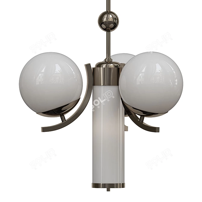 Vintage Chrome-Plated Chandelier 3D model image 1