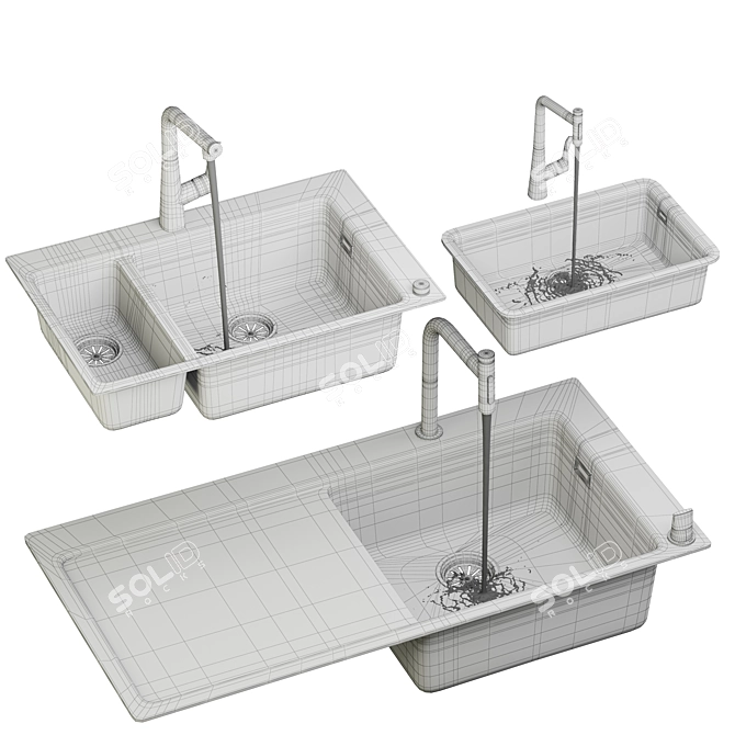 Hansgrohe Kitchen Sink Set: Stylish Taps & Functional Design 3D model image 1