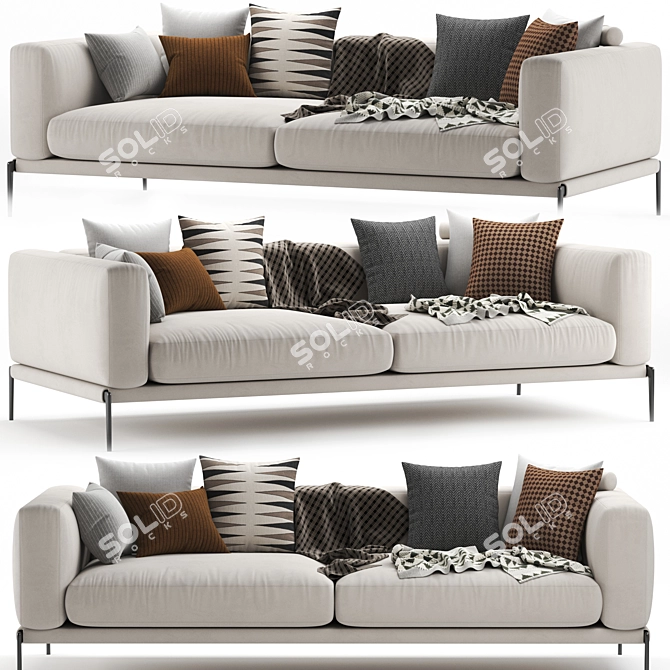 Flexform Romeo 3-Seater Sofa 3D model image 1