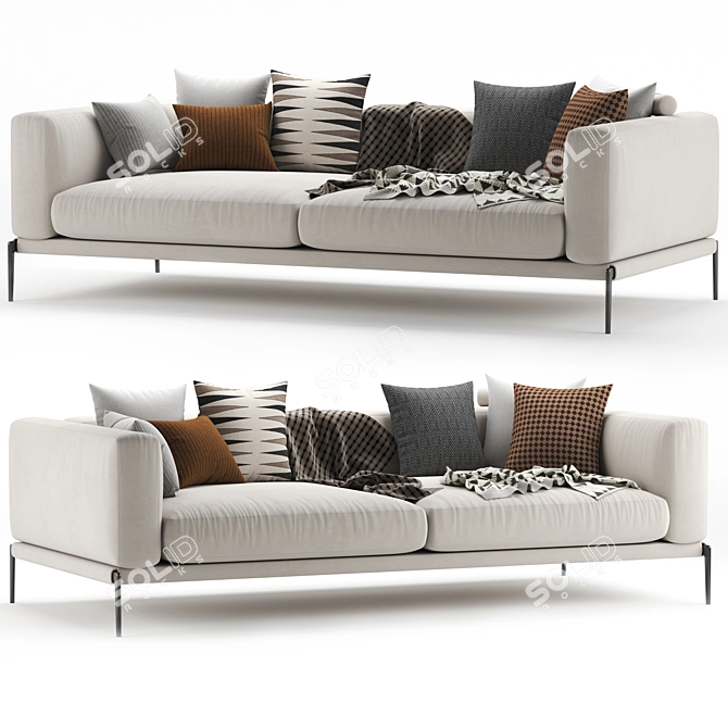 Flexform Romeo 3-Seater Sofa 3D model image 2