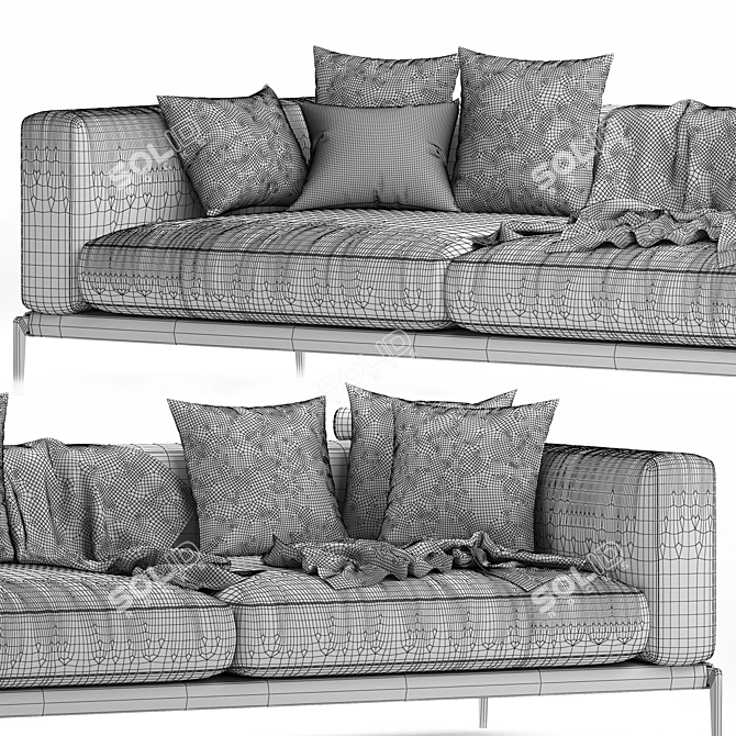 Flexform Romeo 3-Seater Sofa 3D model image 4