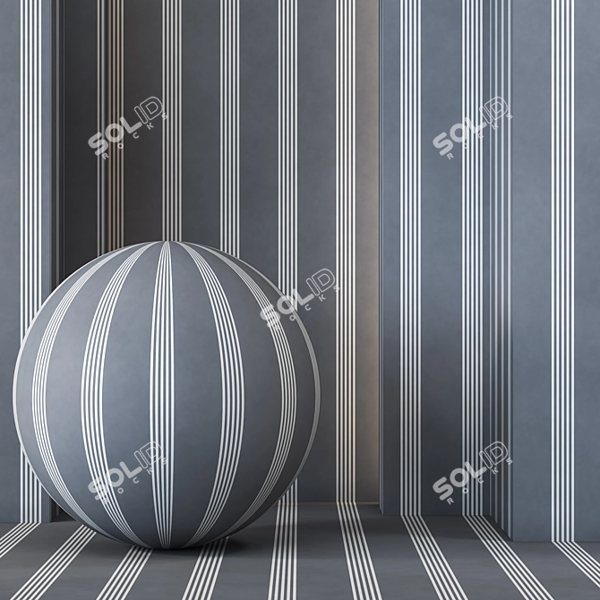 3-Color Oxford Stripe Charcoal 4K Wallpaper 3D model image 1