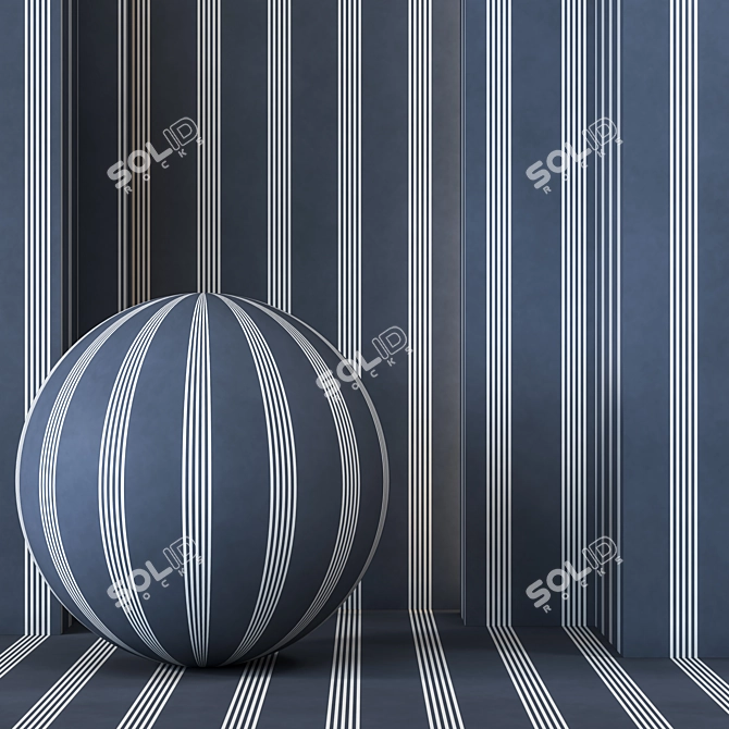 3-Color Oxford Stripe Charcoal 4K Wallpaper 3D model image 2