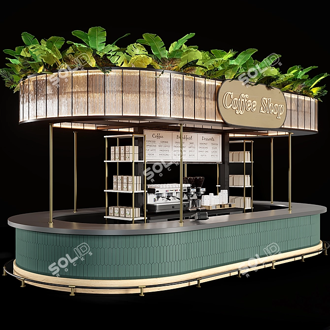 Outdoor Cafe Counter with Canopy 3D model image 1