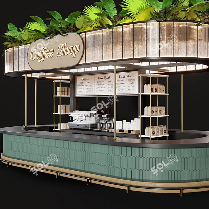 Outdoor Cafe Counter with Canopy 3D model image 2