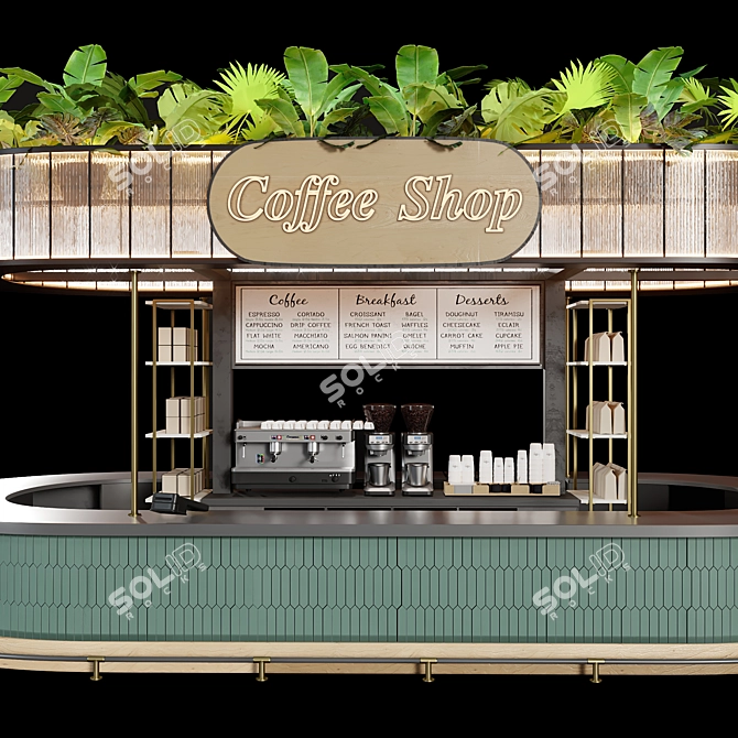 Outdoor Cafe Counter with Canopy 3D model image 3