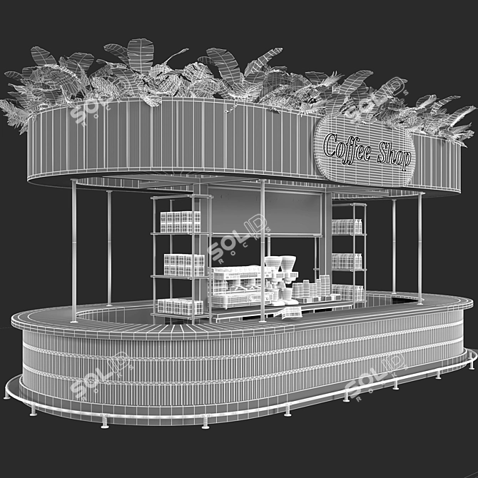 Outdoor Cafe Counter with Canopy 3D model image 4