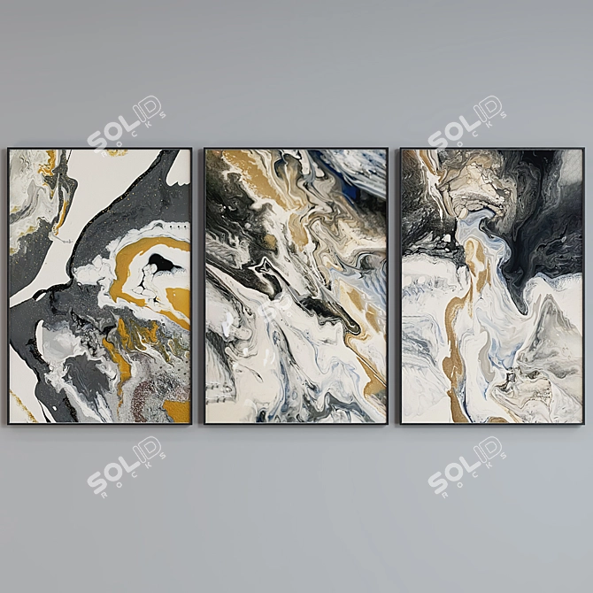 Modern Abstract Picture Frame Set 3D model image 3