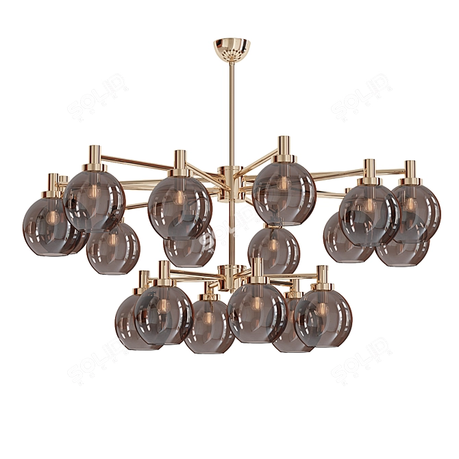 Magnificent Tinted Glass Brass Chandelier 3D model image 1