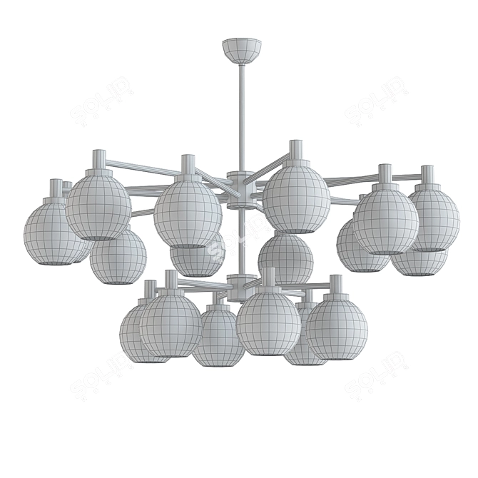 Magnificent Tinted Glass Brass Chandelier 3D model image 2