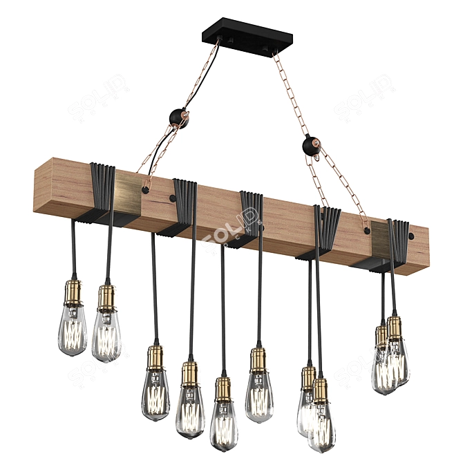 Vintage Rustic Black Pendant Lamp 3D model image 1