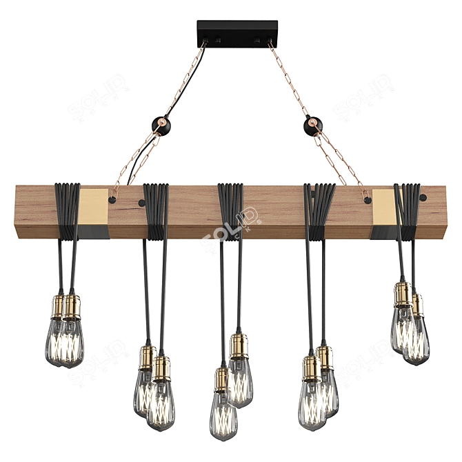 Vintage Rustic Black Pendant Lamp 3D model image 2