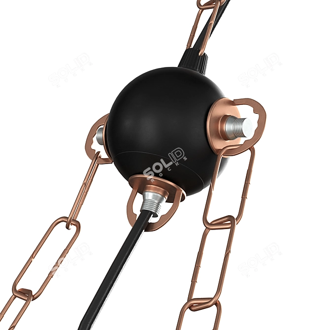 Vintage Rustic Black Pendant Lamp 3D model image 3
