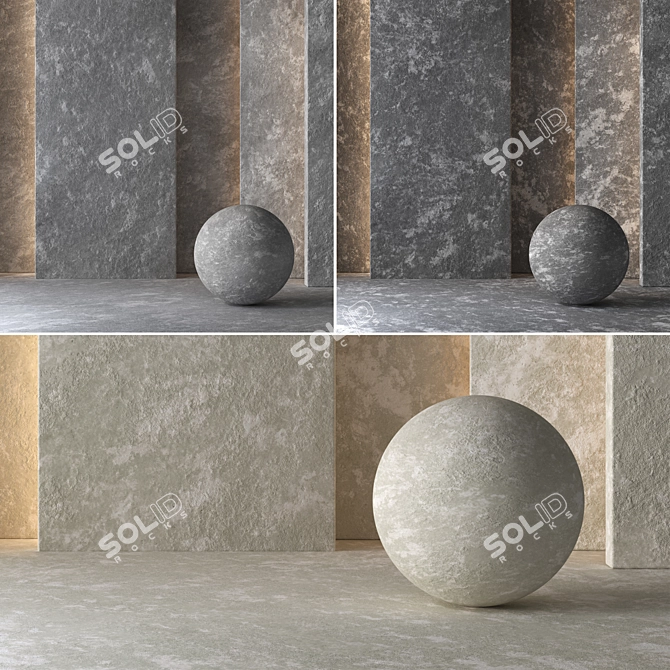 Seamless Concrete Tile Collection 3D model image 1