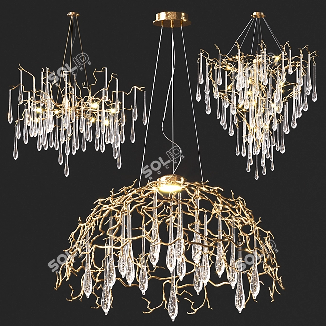 Elegant Handmade Bronze Pendant Lamps - Serip Aqua 3D model image 1