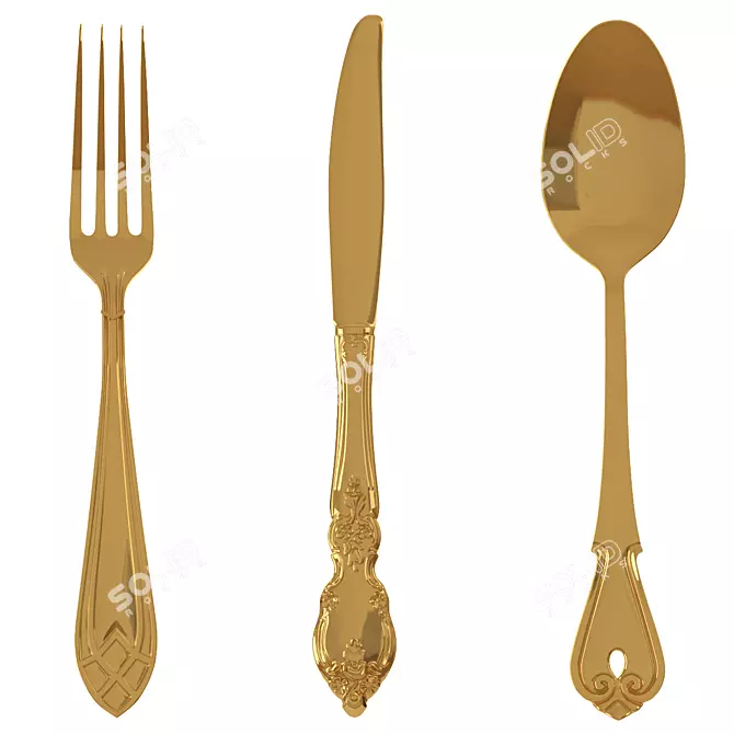 Elegant Crockery Cutlery Set 3D model image 1