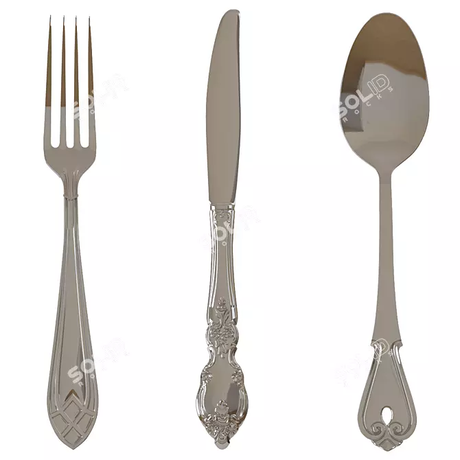 Elegant Crockery Cutlery Set 3D model image 2