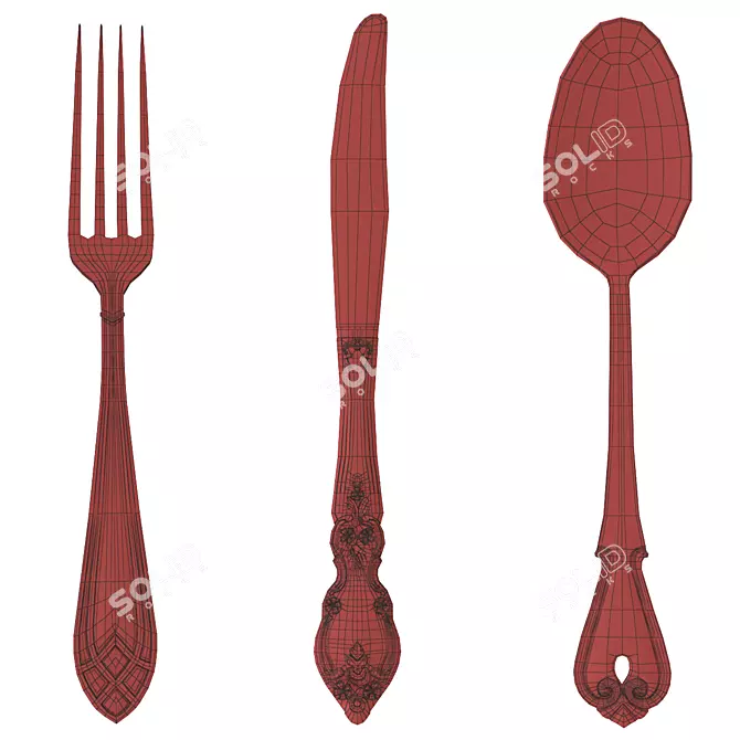 Elegant Crockery Cutlery Set 3D model image 3