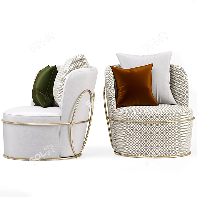 Trussardi Oval Armchair: Iconic Italian Design 3D model image 5