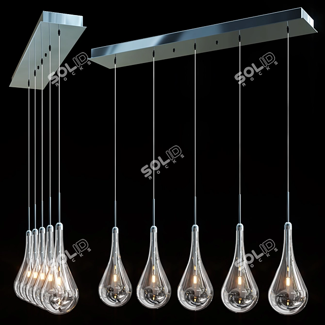 Sleek LED Linear Pendant 3D model image 1