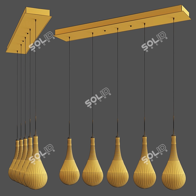 Sleek LED Linear Pendant 3D model image 2