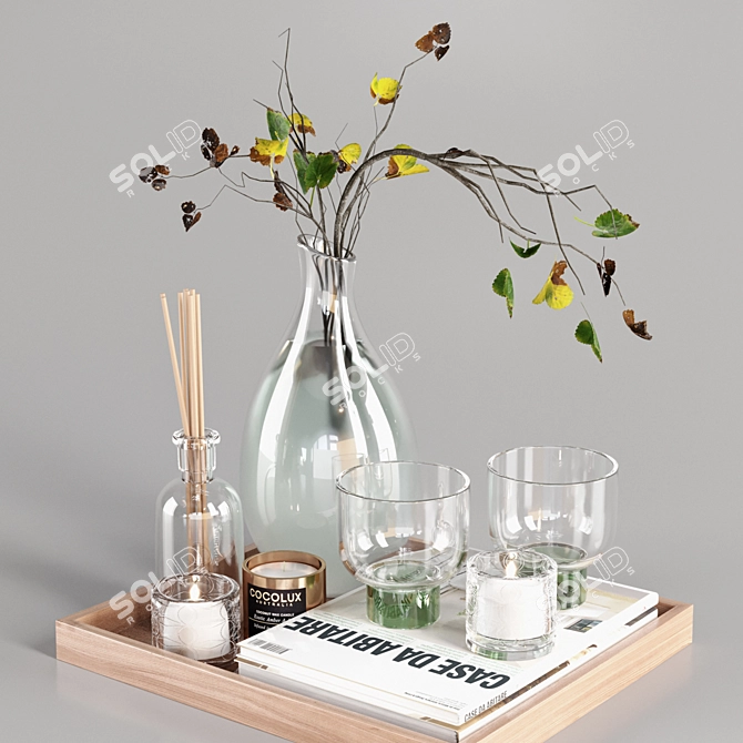 Elegant Glass and Branches Set 3D model image 1