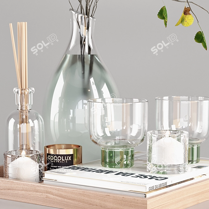 Elegant Glass and Branches Set 3D model image 3