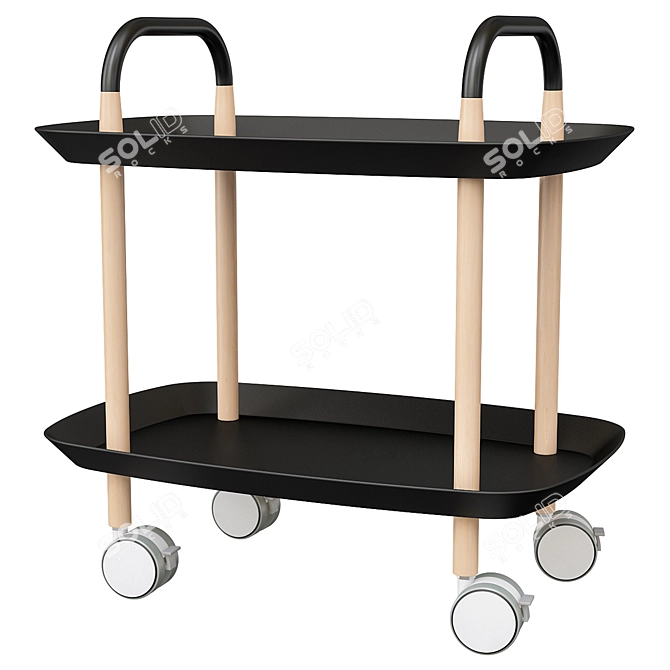 Two Tier Rolling Side Table 3D model image 1