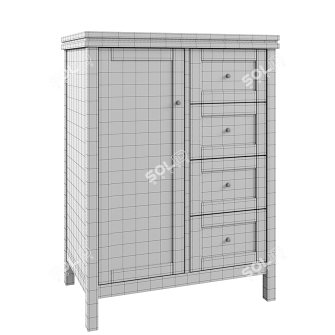 Gabin Chest: Compact 4-Drawer Wardrobe 3D model image 3