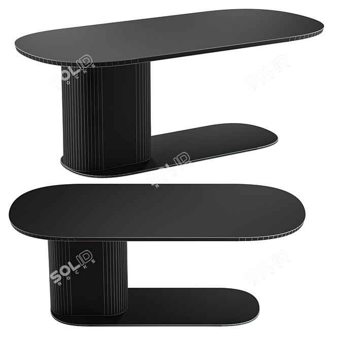 Modern Wood and Metal Dining Table 3D model image 2