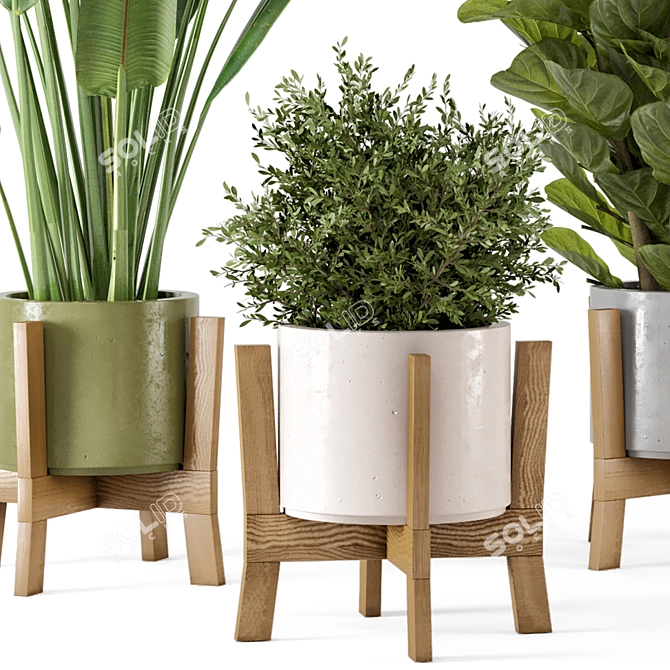  Rusty Concrete Pot Indoor Plants Set 3D model image 5