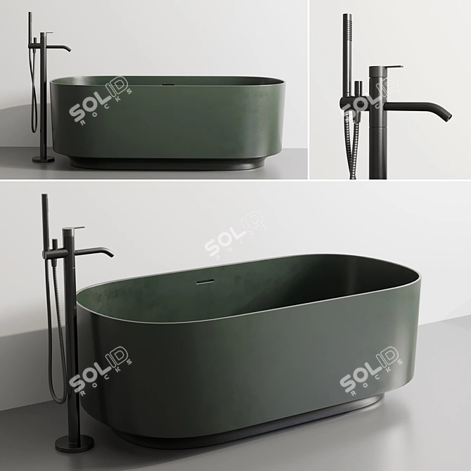 Inbani Arc: Modern Bathtub & Faucet Set 3D model image 2