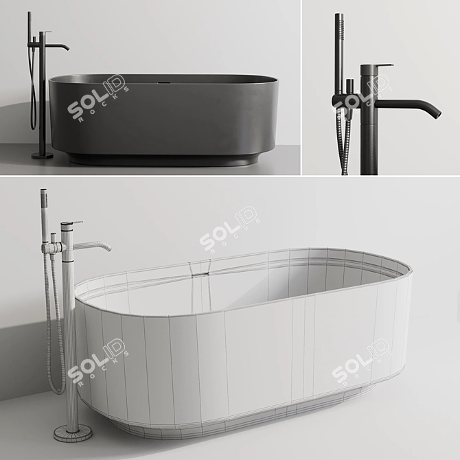 Inbani Arc: Modern Bathtub & Faucet Set 3D model image 5