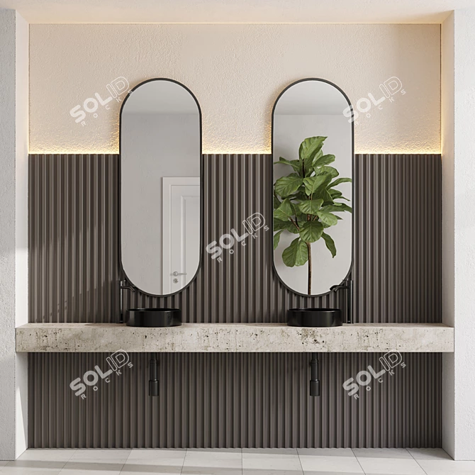 Luxury Bathroom Furniture Set 3D model image 1