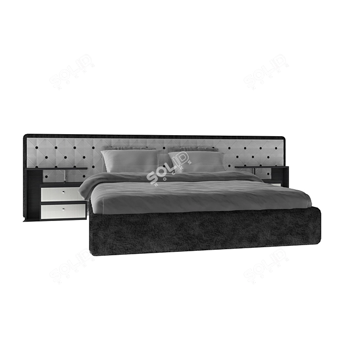 Sleek Minimalist Bed 3D model image 1