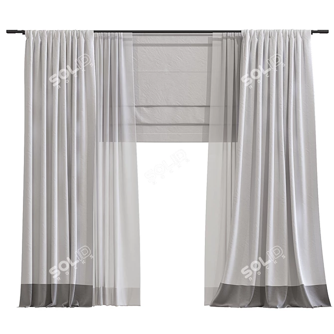 Title: Stylish 970 Curtain 3D model image 1