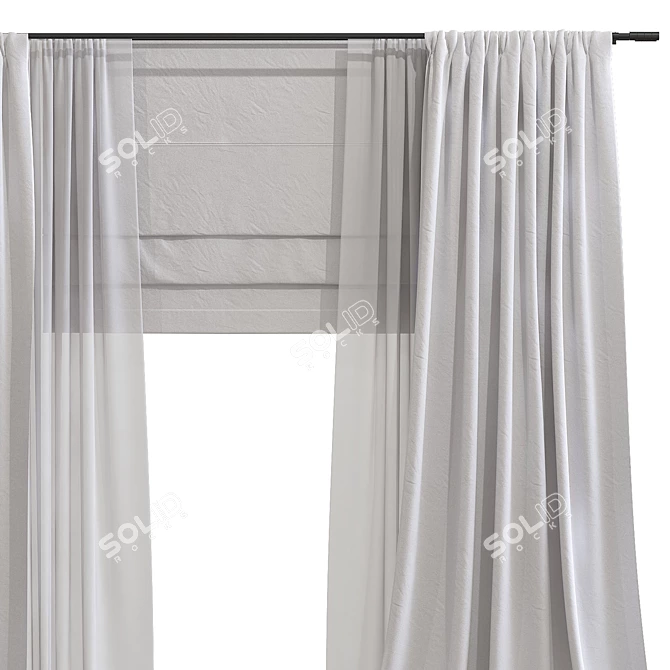 Title: Stylish 970 Curtain 3D model image 2