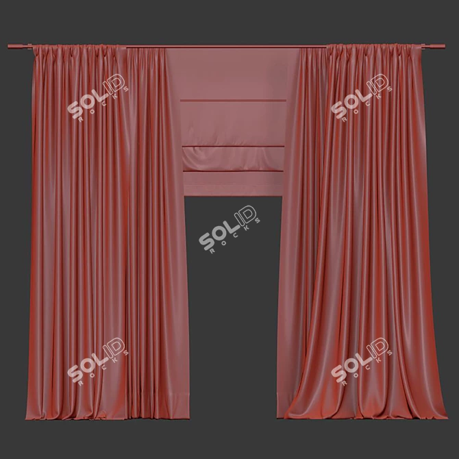 Title: Stylish 970 Curtain 3D model image 4