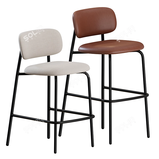 Sleek Aloa Bar & Counter Stools 3D model image 1