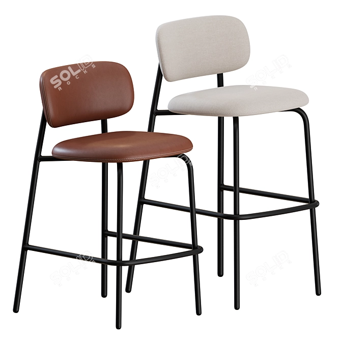 Sleek Aloa Bar & Counter Stools 3D model image 2