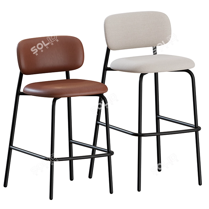 Sleek Aloa Bar & Counter Stools 3D model image 5