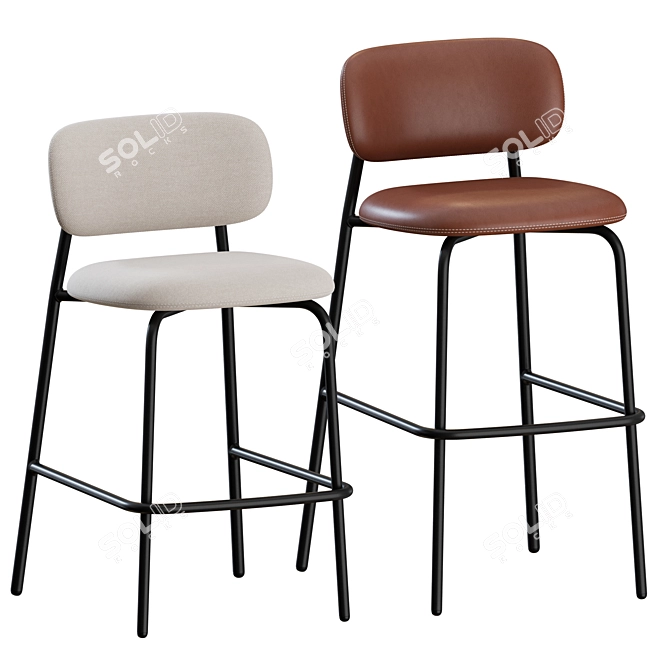 Sleek Aloa Bar & Counter Stools 3D model image 7