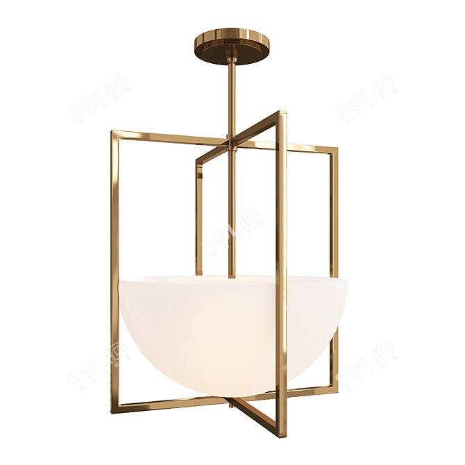 Vintage Brass Pendant Light 3D model image 1