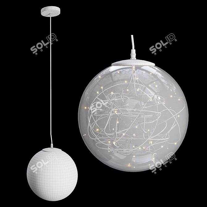 Versatile Silver Wire Pendant Light 3D model image 4