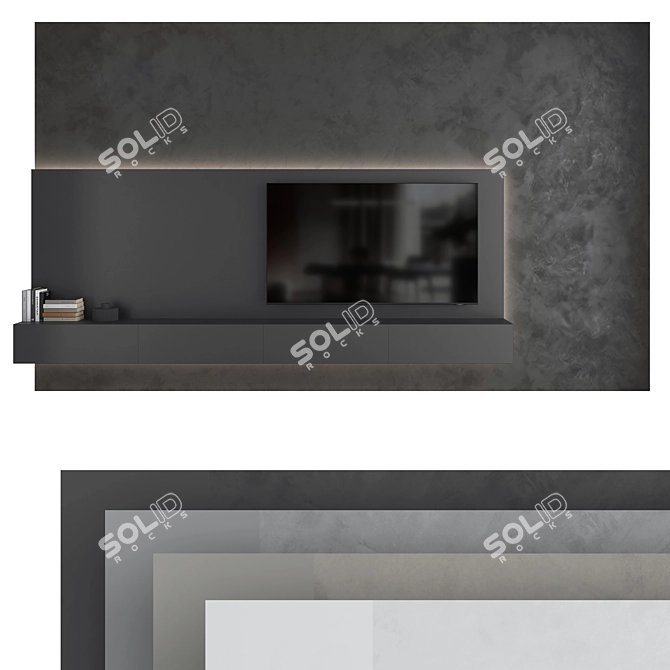 TV Wall Set: Modern Design, 75" Samsung Crystal UHD 4K Smart TV 3D model image 1