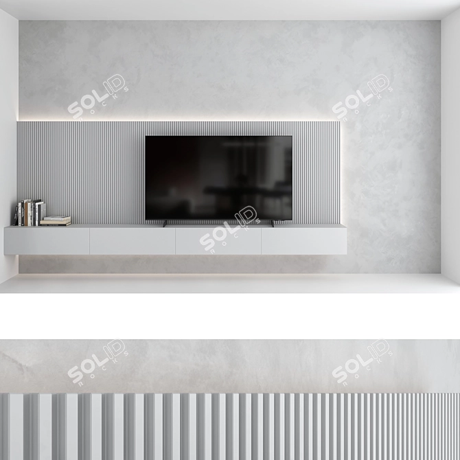 TV Wall Set: Modern Design, 75" Samsung Crystal UHD 4K Smart TV 3D model image 2