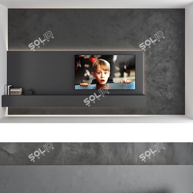 TV Wall Set: Modern Design, 75" Samsung Crystal UHD 4K Smart TV 3D model image 5