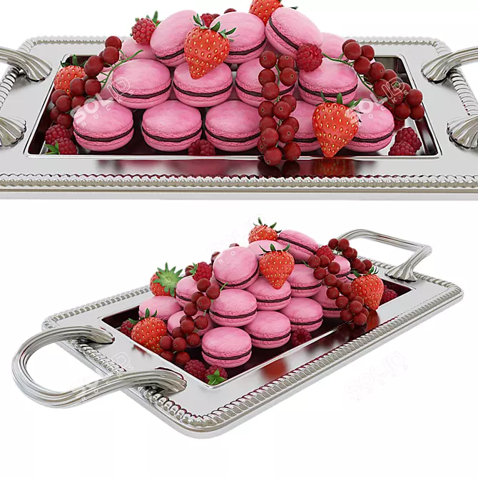 Berrylicious Macaroons: Delectable Delights with Berries 3D model image 1