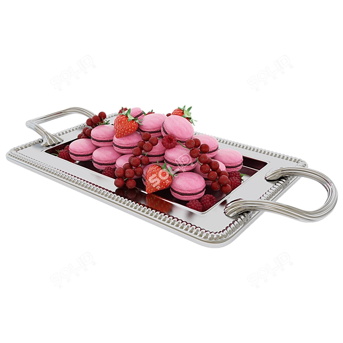 Berrylicious Macaroons: Delectable Delights with Berries 3D model image 2