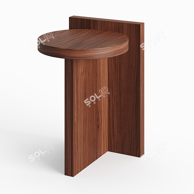 Versatile Taco Stool: Oak & Walnut 3D model image 3